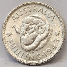 AUSTRALIA 1943 S . ONE 1 SHILLING . VARIETY . S OVER D